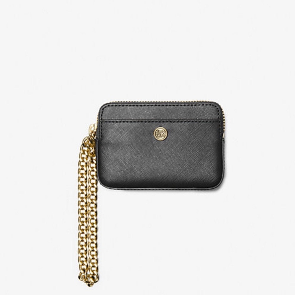 NWT Michael Kors saffiano leather chain card case wristlet wallet $258 Retail